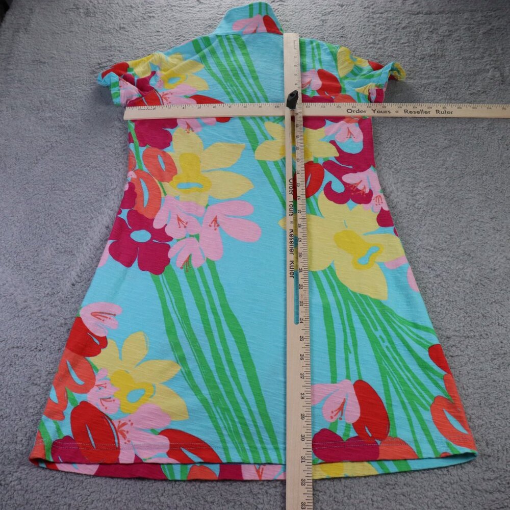 Lilly Pulitzer Carolyn T Shirt Dress Womens XS Multicolor Floral Ruffle Neck - Picture 7 of 9